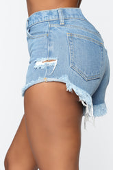 Walk It Out Here Denim Shorts - Medium Blue Wash Ins Street